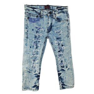 Truth Substance Toddler 4T Distress Jeans Slim Fit Adjust Waist Paisley Patches